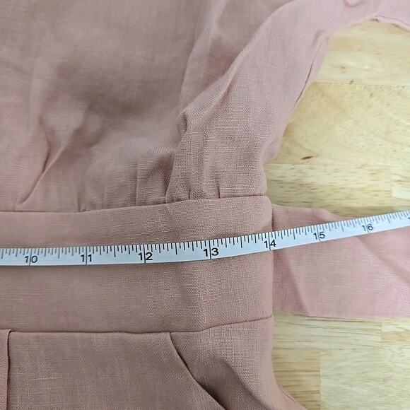 NWT Revolve Rumer Lou Lou Jumpsuit Prima Pink Linen Short Sleeve Tie Waist Sz XS - Picture 7 of 13